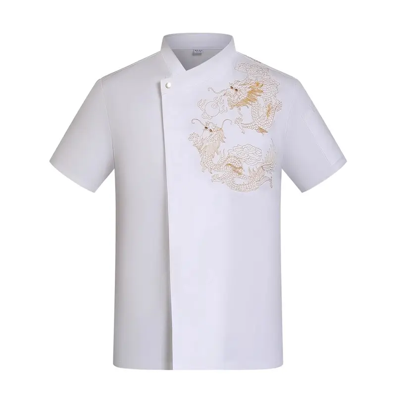 Professional Chef Jacket with Dragon Embroidery for Food Service Uniform Men Women Restaurant Waiter Clothes
