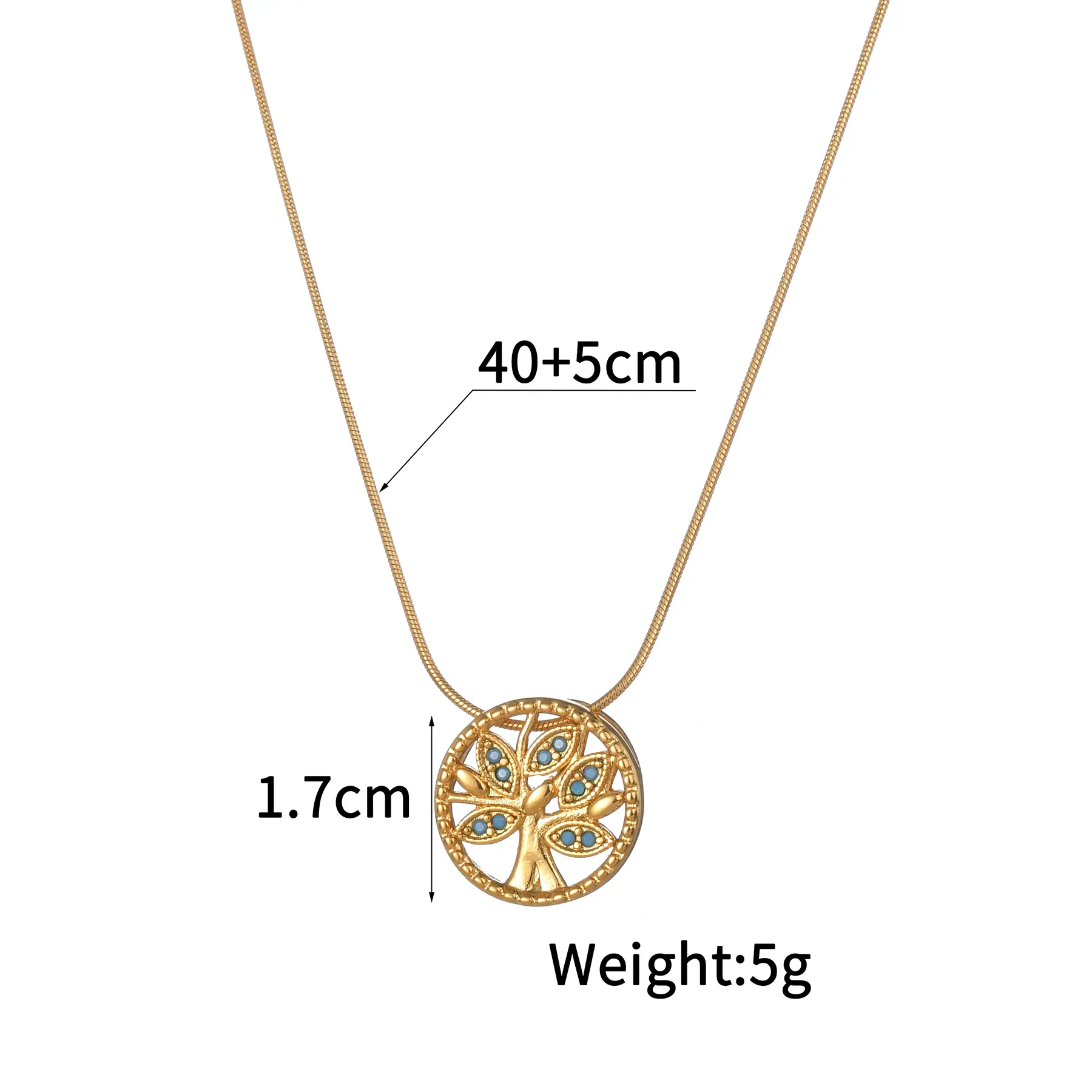 Freeteeeme New Life Tree Necklace for Women Stainless Steel Green Stone Snake Chain Pendant Neck Jewelry Accessories man Gift