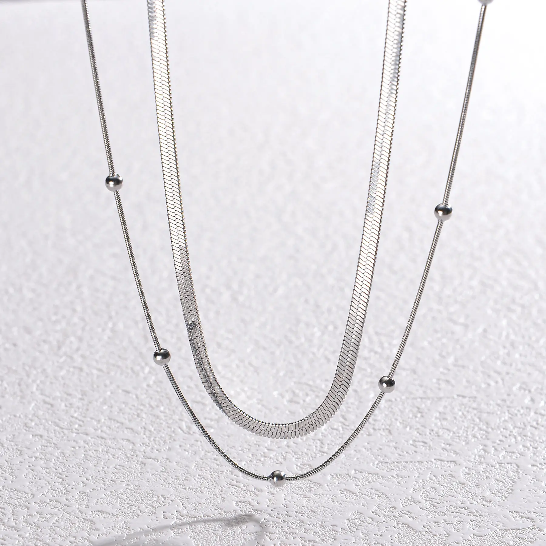 Freeteeme Punk Double Layered Chain Necklace for Women Stainless Steel Clavicle Blade Snake Link Chain Choker Jewelry Gift 2025