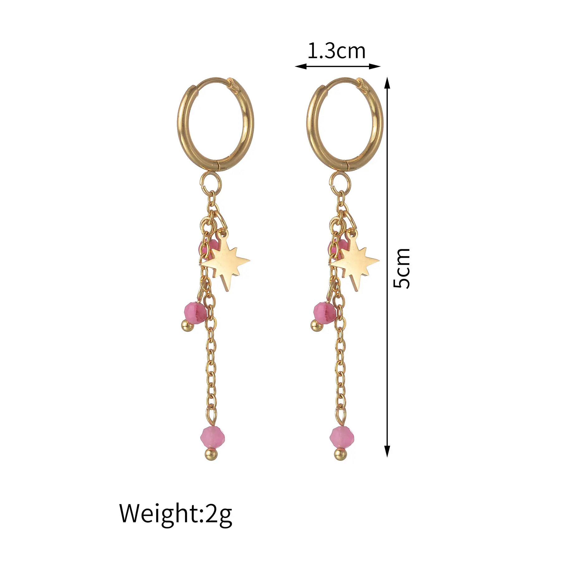 Freeteeme Bohemia 4 Colors Beads Tassel  Earrings for Women Mom  Stainless Steel Star Dangle Earrings Birthday Jewelry Gifts