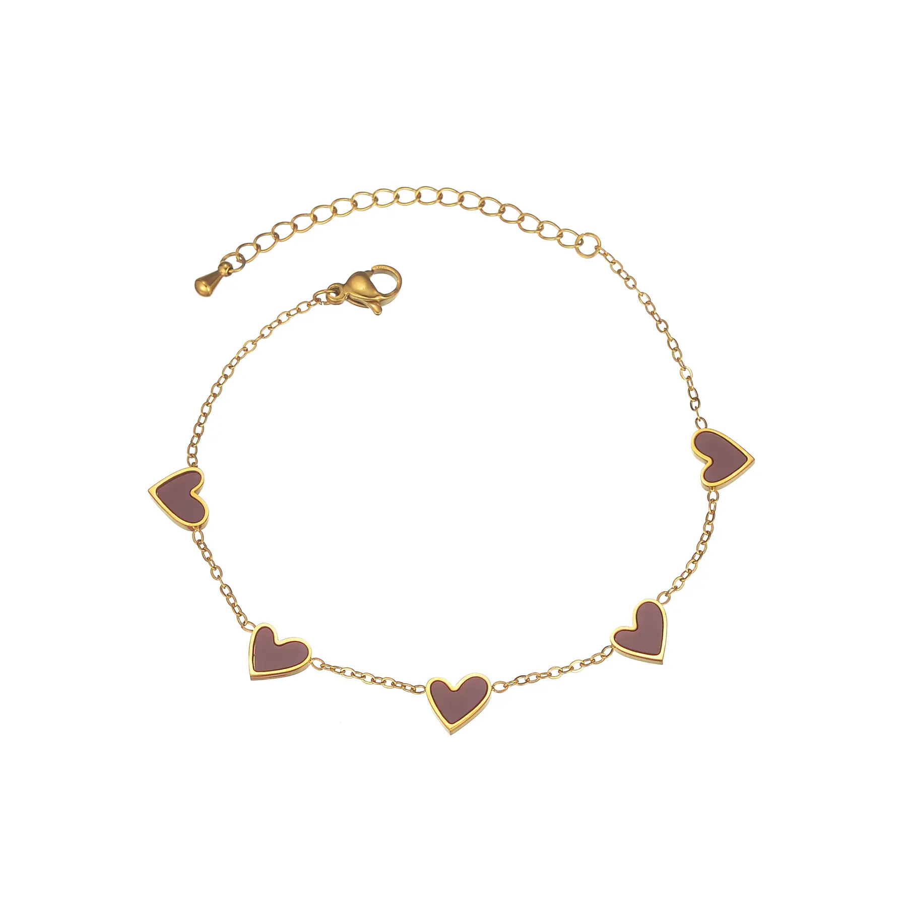 Freeteeme Colorful Oil Drop Heart Women's Chain Bracelet Stainless Steel Minimalist Bracelet Charm Daily Jewelry Birthday Gift