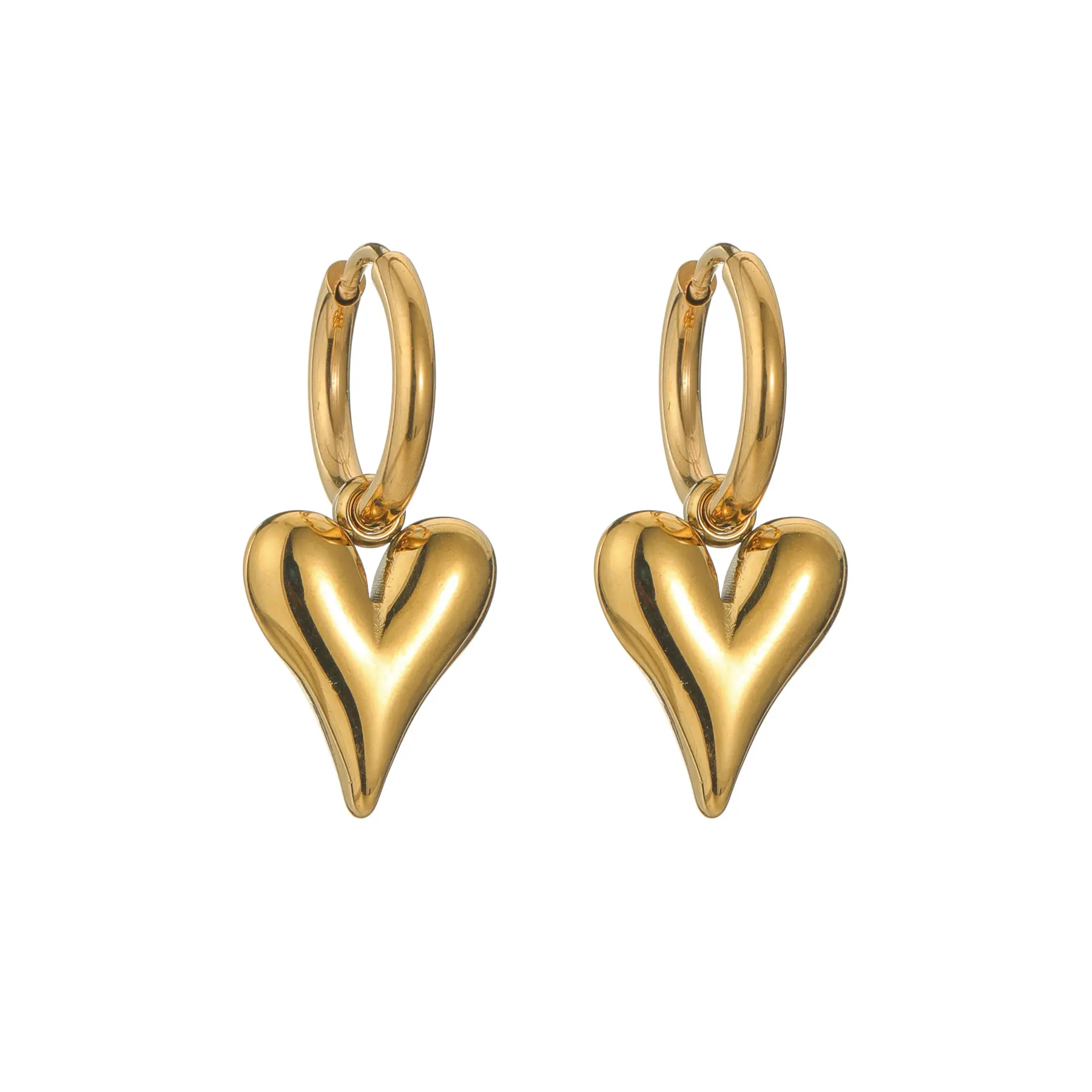 Freeteeme Heart Necklace Earrings Set for Women Stainless Steel Fashion Gold Color Bead Chain Pendant Jewelry Set Bijoux Femme