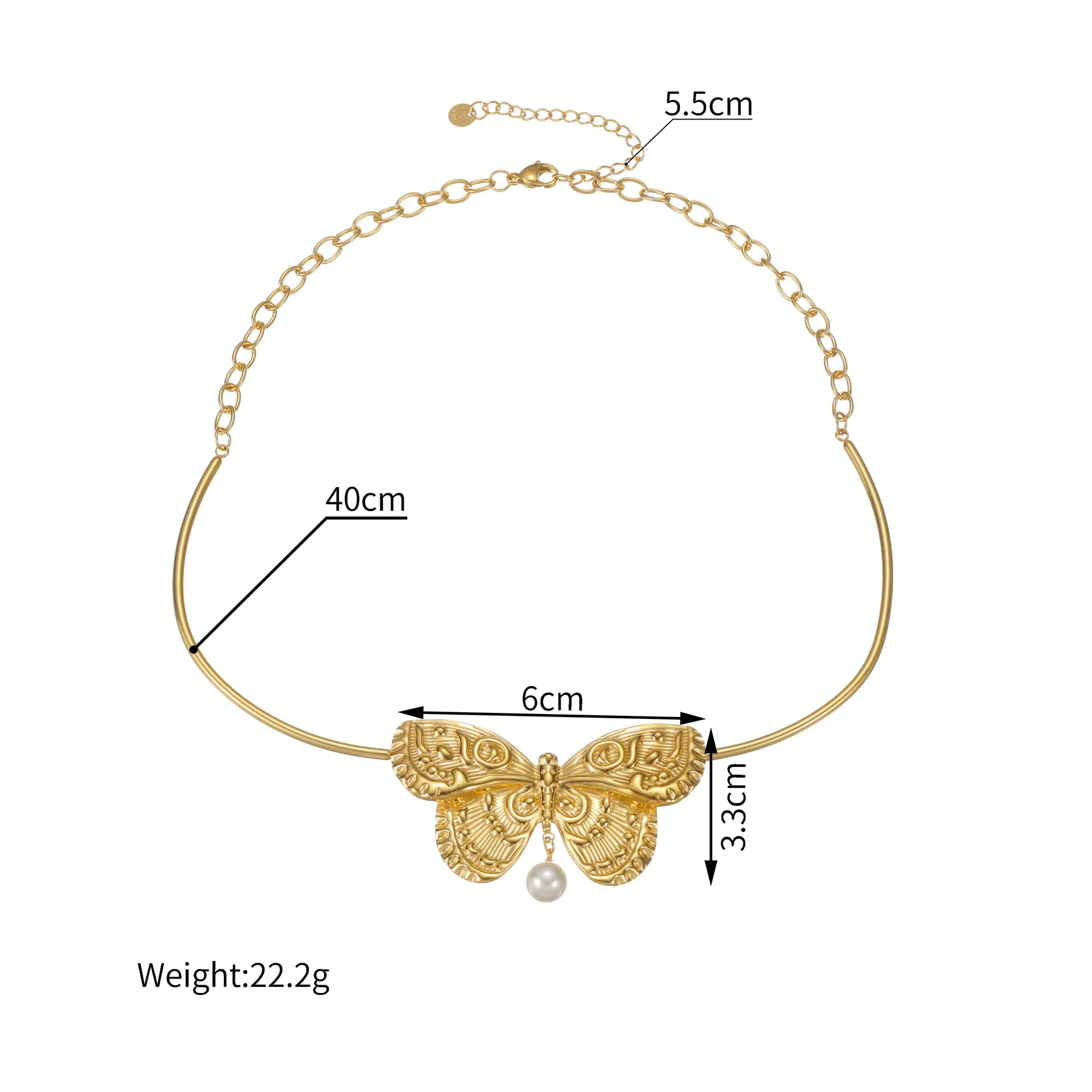 Freeteeme Fashion Butterfly Imitation Pearls Necklace Stainless Steel Lovely Chain Choker for Women Jewelry Party Birthday Gifts