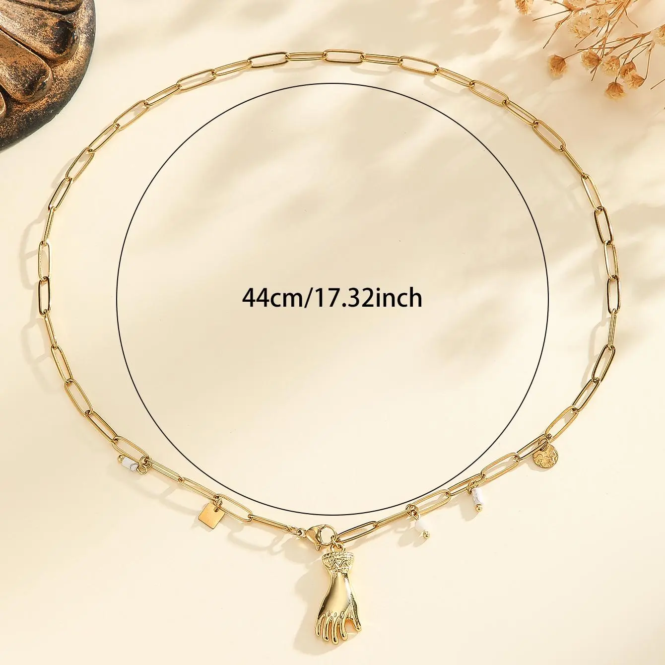 Freeteeme New Fashion Bergamot Pendant Square Imitation Pearl Necklace for Women Gold Color Chain Daily Jewelry Christmas Gifts