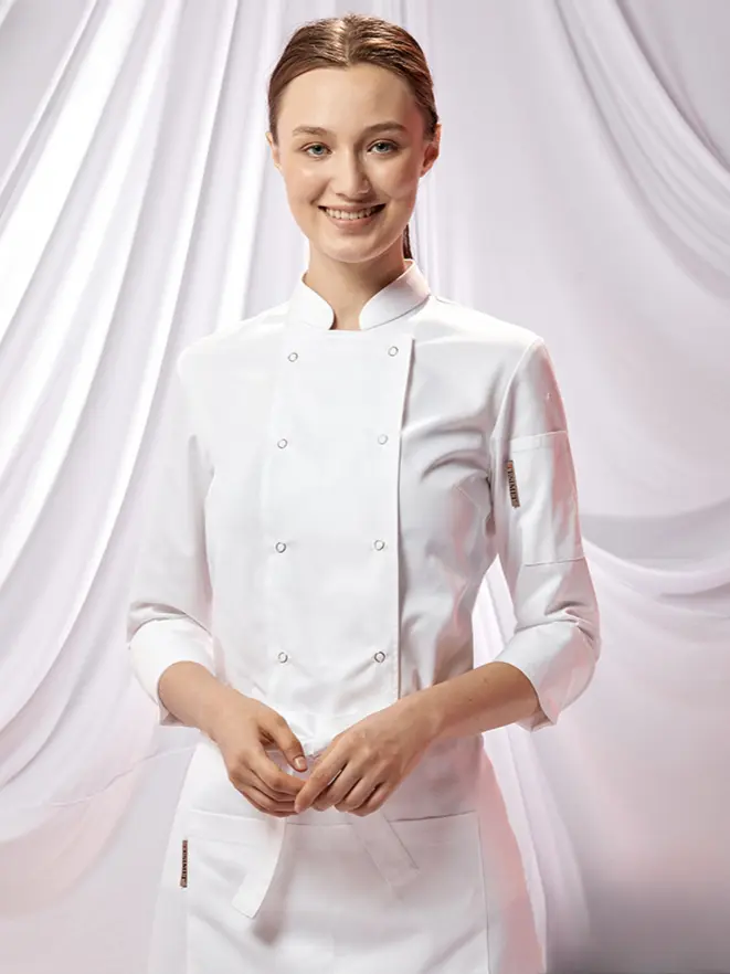 Stylish Women's Chef Jacket Set for Dining Restaurant Hotel Short Sleeve Hotel Chef Uniform for Baking