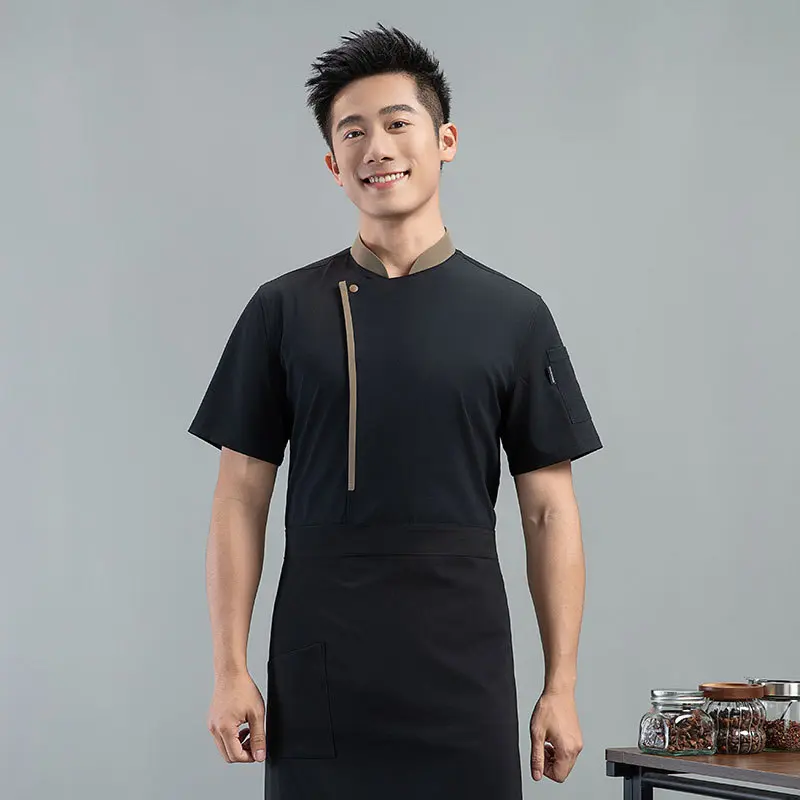 Chef Jacket Short Sleeve Men Breathable Chef Shirt Kitchen Jacket  for Professional Cooks Waiter Uniform