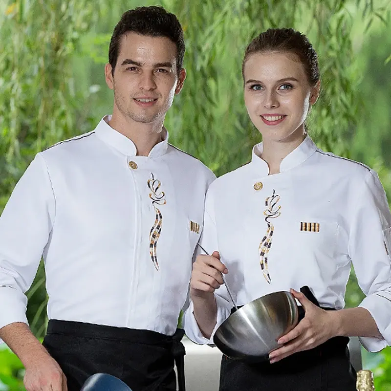 Chef Coat Men Women Long Sleeve Restaurant Uniform Cook Jacket Kitchen Clothes Baker Waiter Wear