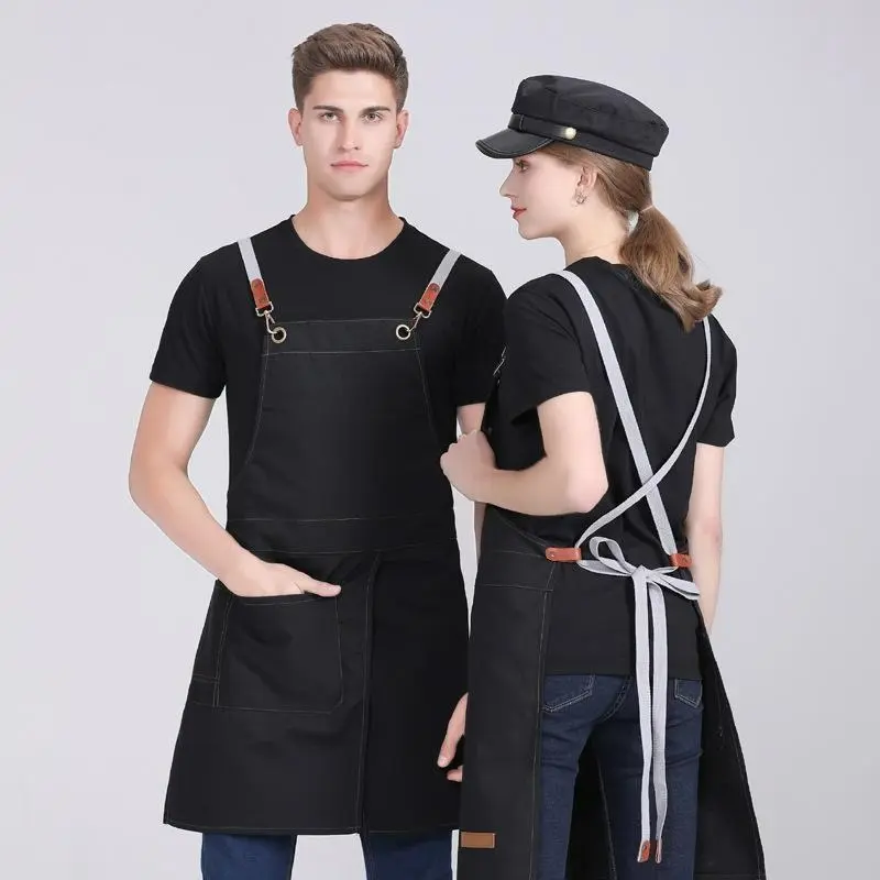 Chef Kitchen Apron with Pockets Cooking Bib Aprons for Men Women Restaurant Hotel Waiter Uniform