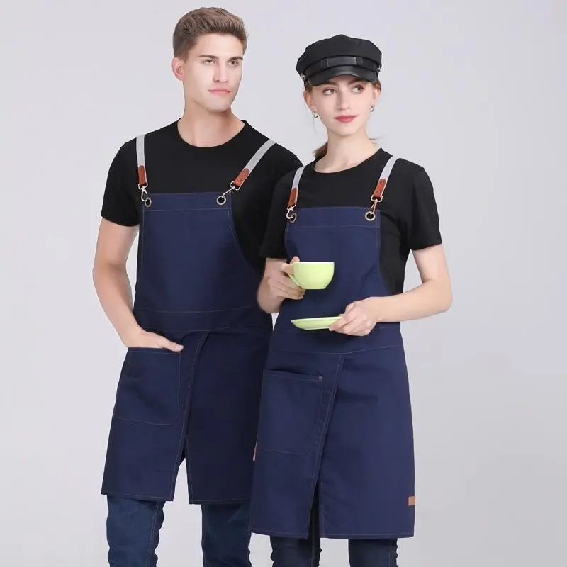 Chef Kitchen Apron with Pockets Cooking Bib Aprons for Men Women Restaurant Hotel Waiter Uniform