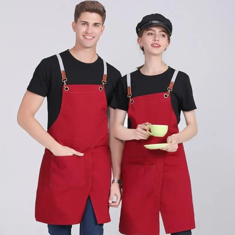 Chef Kitchen Apron with Pockets Cooking Bib Aprons for Men Women Restaurant Hotel Waiter Uniform