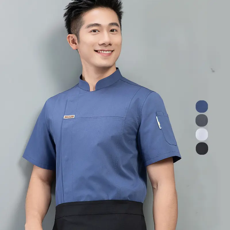 Breathable Short Sleeve Chef Jacket for Men Women Quick-dry Mesh Barker Restaurant Cook Bakery Waiter Uniform