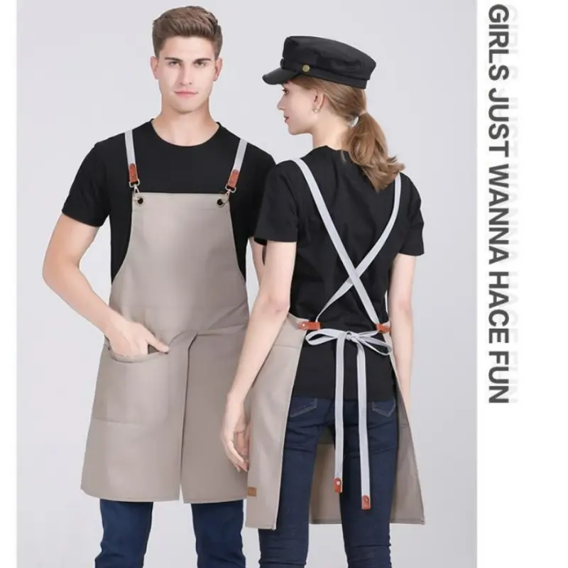Chef Kitchen Apron with Pockets Cooking Bib Aprons for Men Women Restaurant Hotel Waiter Uniform