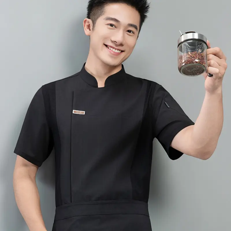 Breathable Short Sleeve Chef Jacket for Men Women Quick-dry Mesh Barker Restaurant Cook Bakery Waiter Uniform