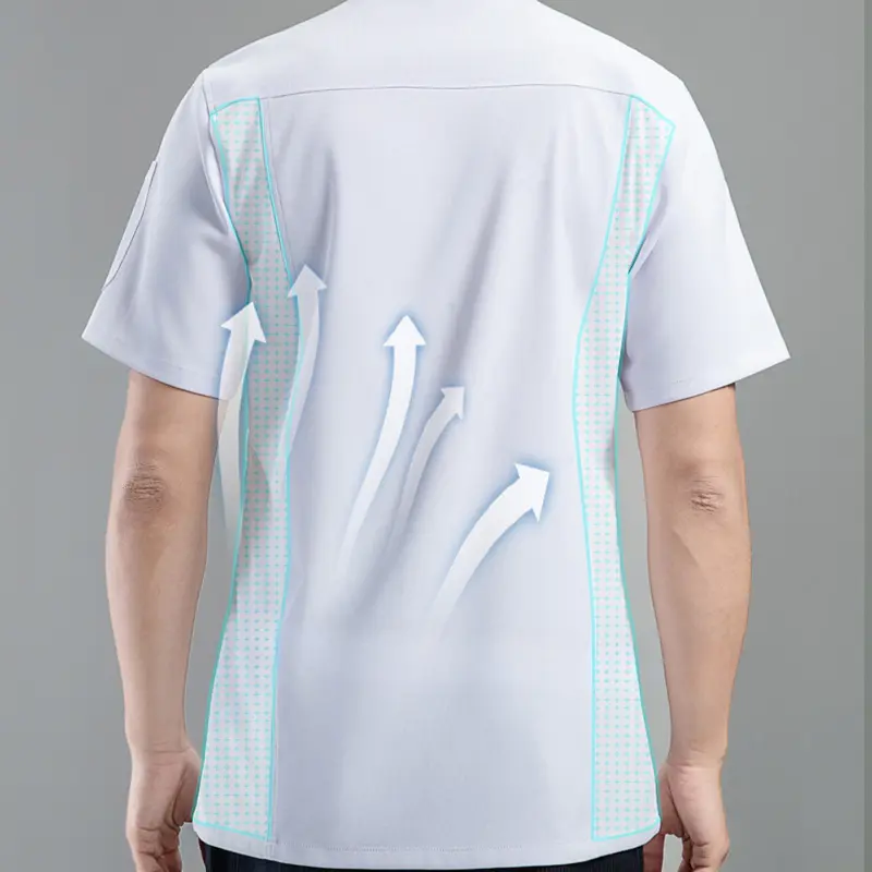 Breathable Short Sleeve Chef Jacket for Men Women Quick-dry Mesh Barker Restaurant Cook Bakery Waiter Uniform