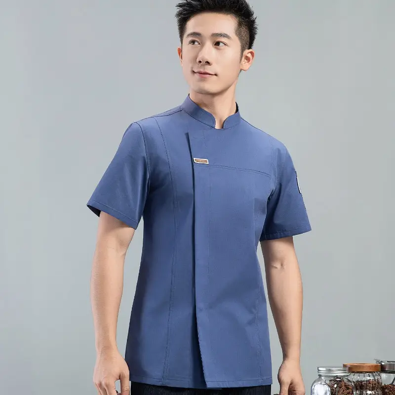 Breathable Short Sleeve Chef Jacket for Men Women Quick-dry Mesh Barker Restaurant Cook Bakery Waiter Uniform