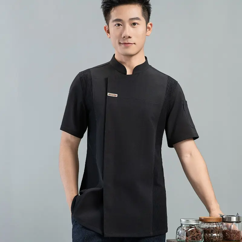 Breathable Short Sleeve Chef Jacket for Men Women Quick-dry Mesh Barker Restaurant Cook Bakery Waiter Uniform