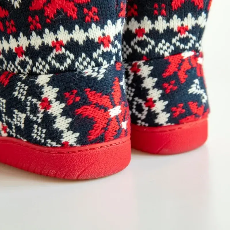Women Slippers Booties Plush Knitted House Shoes KIds Chrismas Boots Ladies Indoor Outdoor