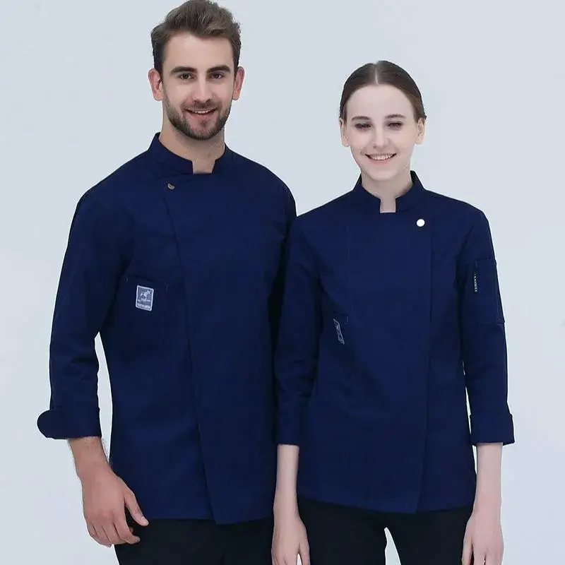 New Chef Jacket Men Women Long Sleeves Professional  Catering Kitchen Work Coat