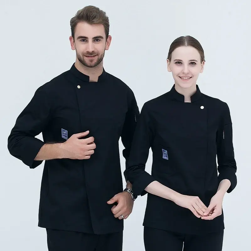 New Chef Jacket Men Women Long Sleeves Professional  Catering Kitchen Work Coat