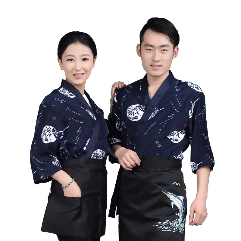 Sushi Uniform Chef Jacket Men Women Japanese Restaurant Uniform Kitchen Cook Coat Waiter Cardigan