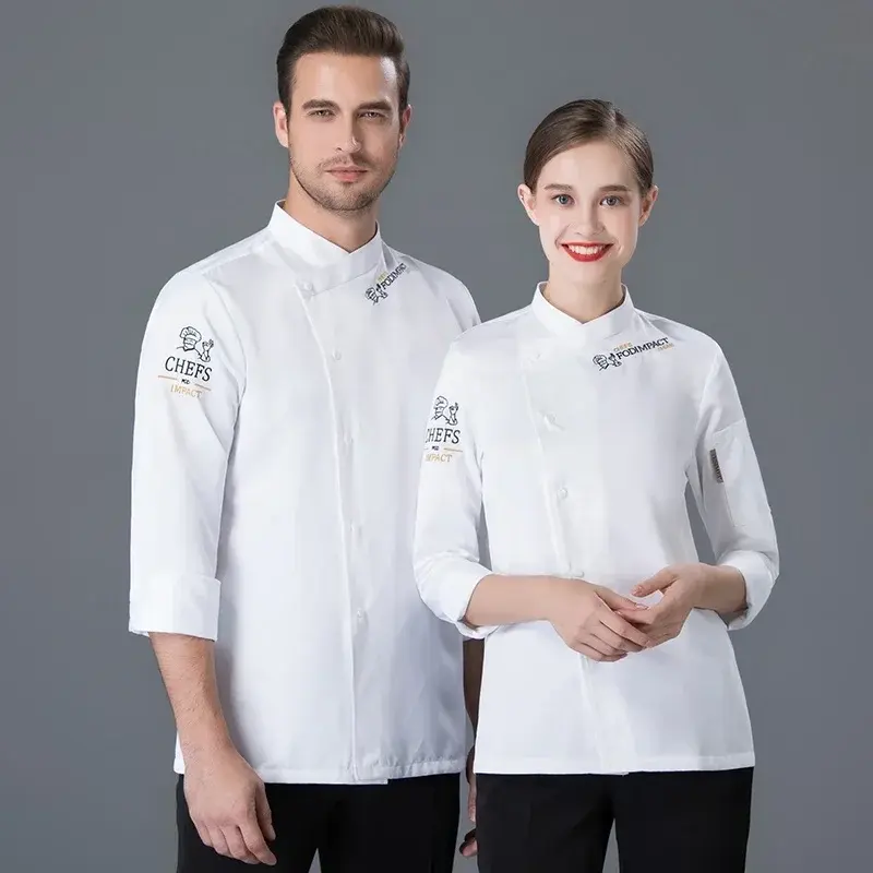 Chef Uniform Short Sleeve Jacket Men Women Restaurant Hotel Waiter Kitchen Cook Baker Wear