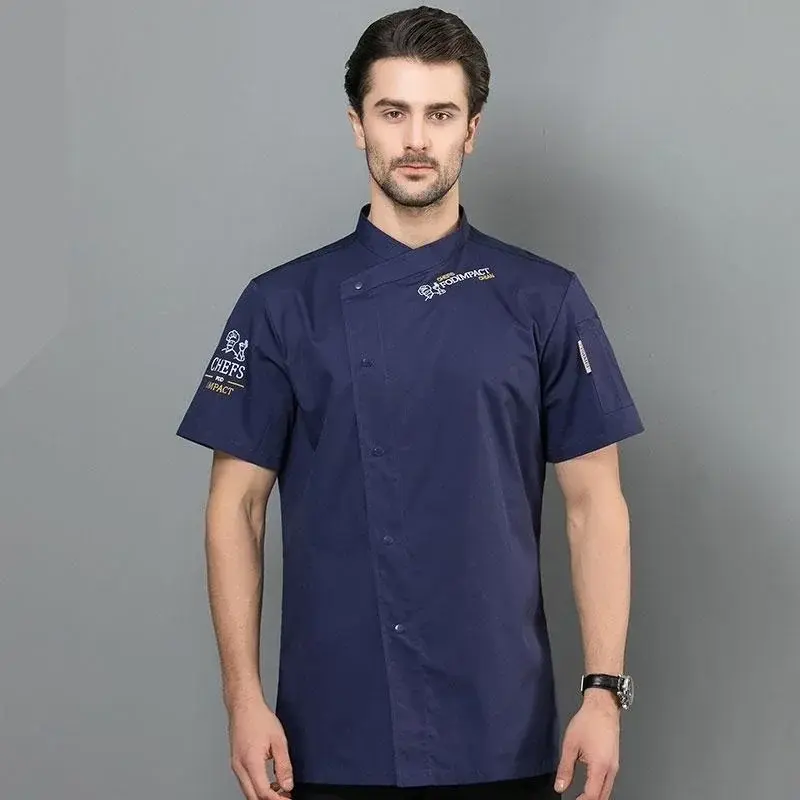 Chef Uniform Short Sleeve Jacket Men Women Restaurant Hotel Waiter Kitchen Cook Baker Wear
