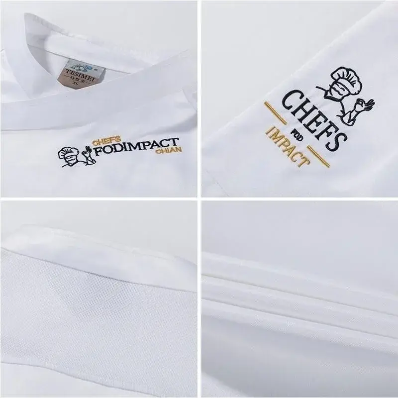 Chef Uniform Short Sleeve Jacket Men Women Restaurant Hotel Waiter Kitchen Cook Baker Wear