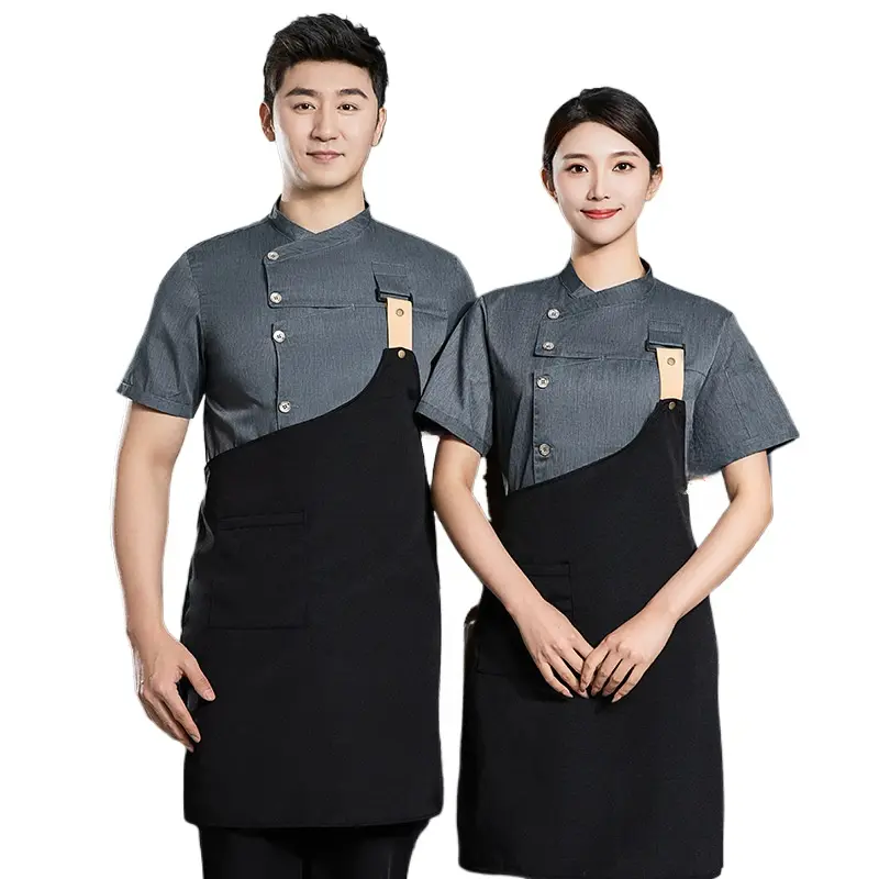 Chef Uniform Set Men Women  Hotel Restaurant Cook Waiter Jacket&Apron
