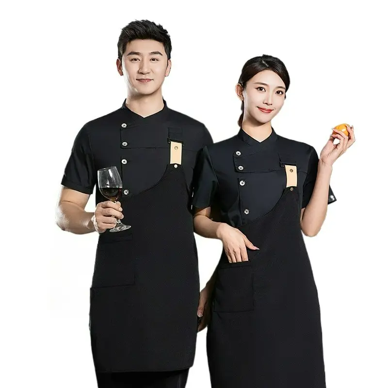 Chef Uniform Set Men Women  Hotel Restaurant Cook Waiter Jacket&Apron