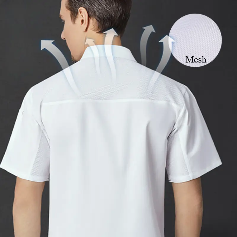 Five Star Chef Jacket for Women Men Short Sleeve Restaurant Kitchen Cook Shirts Bakery Waiter Uniform