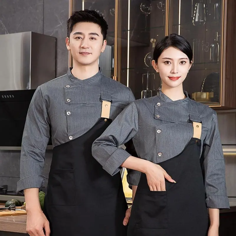 Chef Uniform Set Men Women  Hotel Restaurant Cook Waiter Jacket&Apron