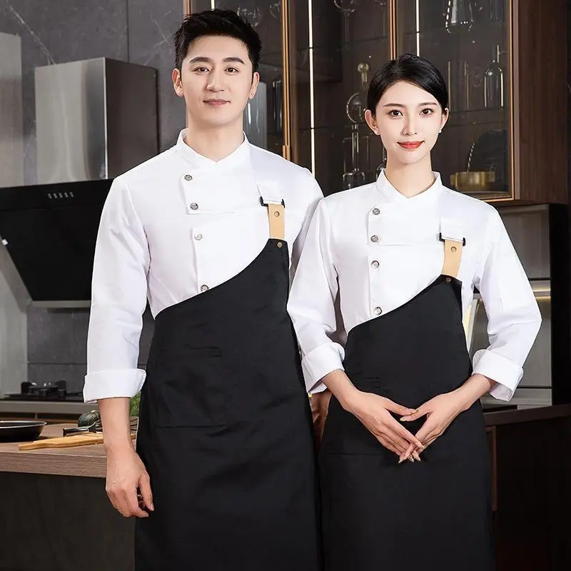 Chef Uniform Set Men Women  Hotel Restaurant Cook Waiter Jacket&Apron
