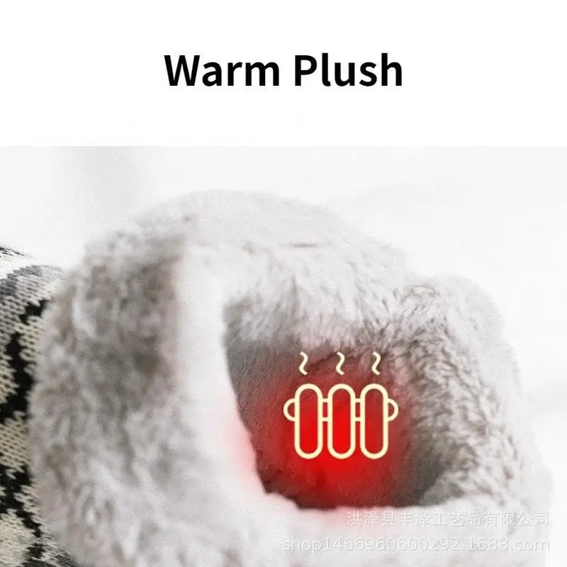 Slippers Booties for Women Men Plush Knitted House Shoes Boots Ladies Indoor Outdoor