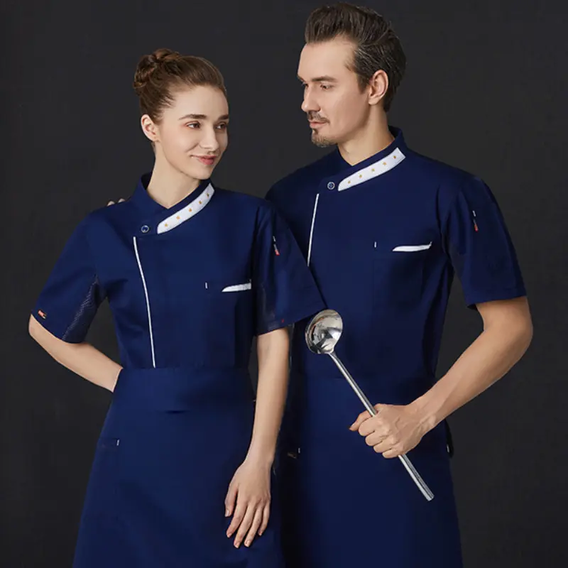 Five Star Chef Jacket for Women Men Short Sleeve Restaurant Kitchen Cook Shirts Bakery Waiter Uniform
