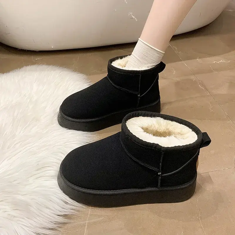 Winter Warm Snow Booties for Women Plush House Shoes Ladies Boots Indoor Outdoor