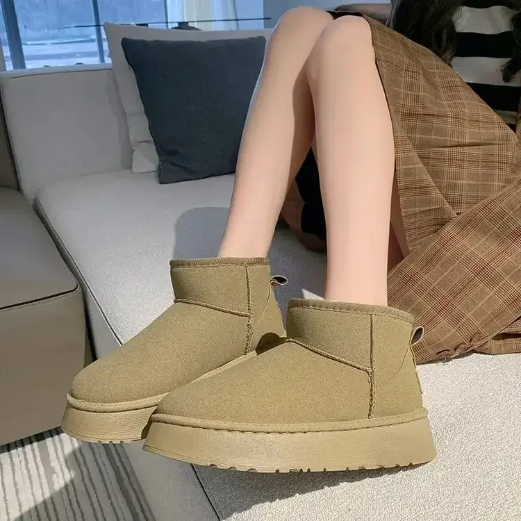 Winter Warm Snow Booties for Women Plush House Shoes Ladies Boots Indoor Outdoor