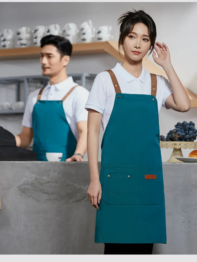 Waterproof Work Uniform  Apron with Logo Printing for Chef Waiter Catering Coffee Shops Flower Boutiques