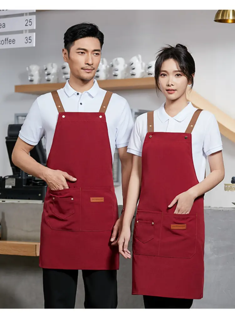 Waterproof Work Uniform  Apron with Logo Printing for Chef Waiter Catering Coffee Shops Flower Boutiques