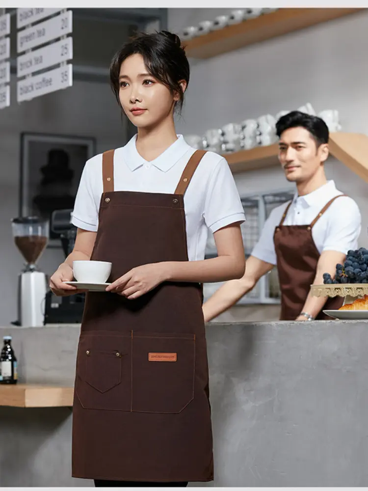 Waterproof Work Uniform  Apron with Logo Printing for Chef Waiter Catering Coffee Shops Flower Boutiques