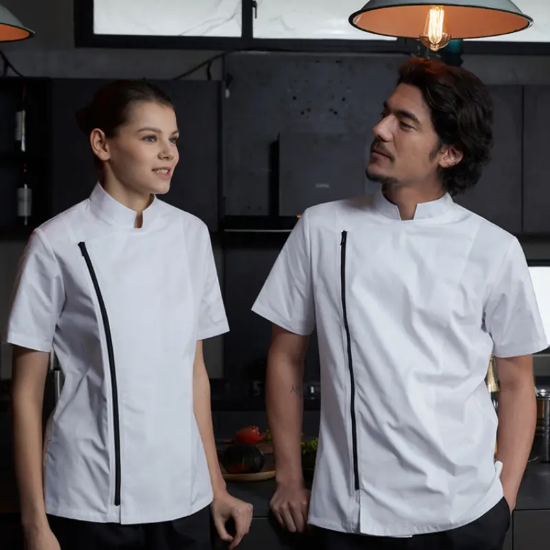 Professional Chef Jacket Zipper Design Women Men Short/Long Sleeves Hotel Restaurant Kitchen Waiter Uniform