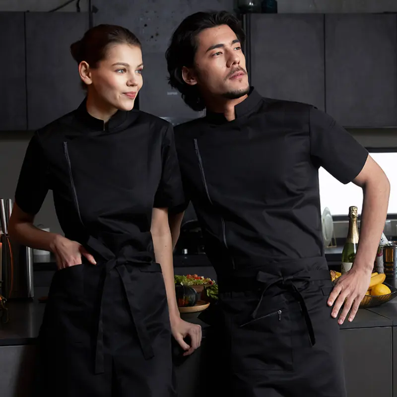 Professional Chef Jacket Zipper Design Women Men Short/Long Sleeves Hotel Restaurant Kitchen Waiter Uniform