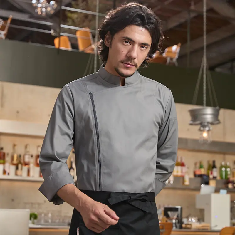 Professional Chef Jacket Zipper Design Women Men Short/Long Sleeves Hotel Restaurant Kitchen Waiter Uniform