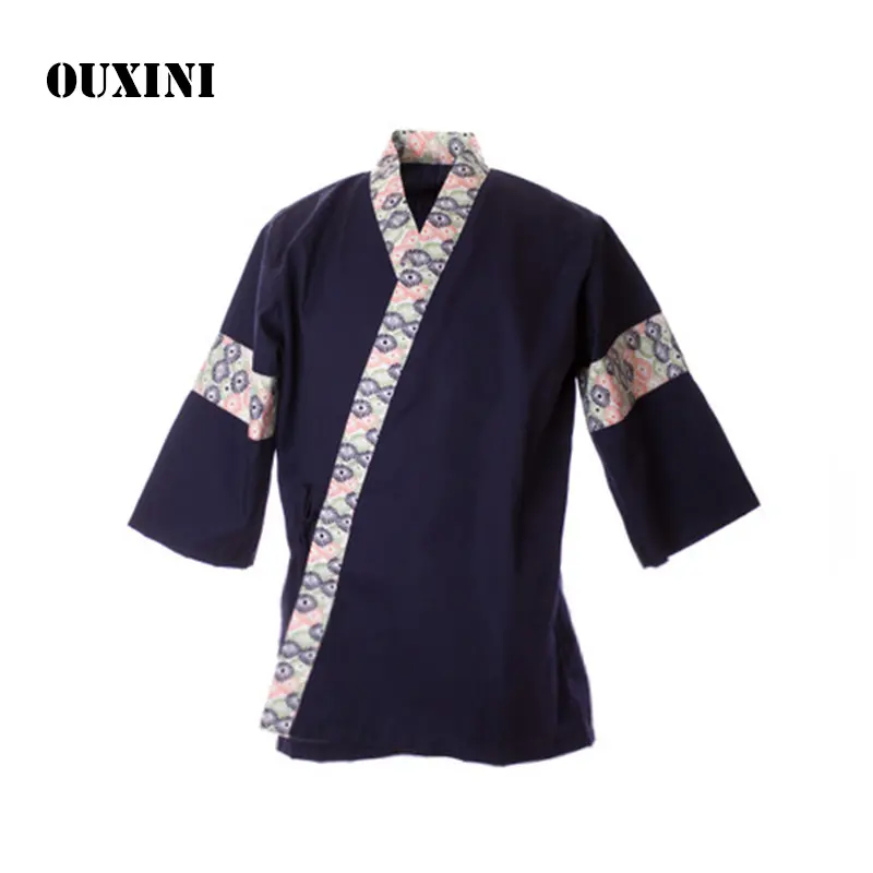 japanese chef uniform kitchen jacket Japanese and Korean cuisine restaurant waiter shirt Half sleeve cooking uniform top Unisex