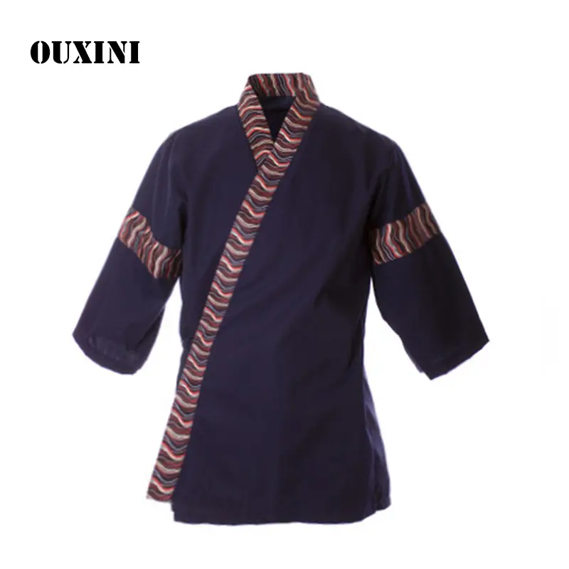 japanese chef uniform kitchen jacket Japanese and Korean cuisine restaurant waiter shirt Half sleeve cooking uniform top Unisex