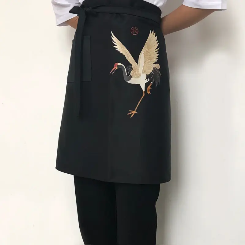 Japan Style Chef Apron Food Service Clothing Sushi Cook Work Aprons for Japanese Cuisine Kitchen Kimono Print Pinafore