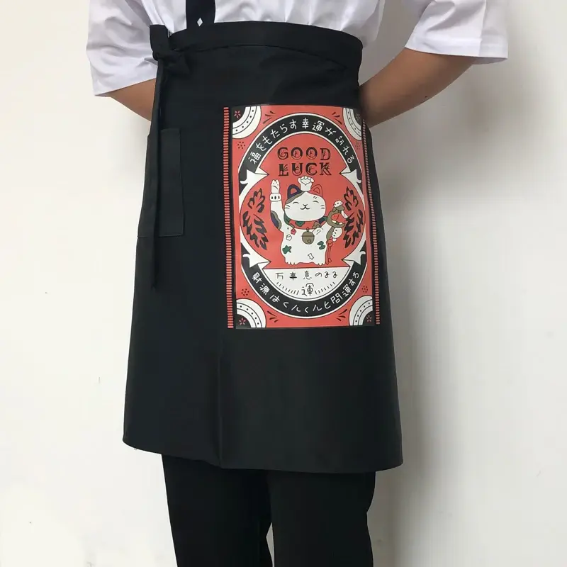 Japan Style Chef Apron Food Service Clothing Sushi Cook Work Aprons for Japanese Cuisine Kitchen Kimono Print Pinafore