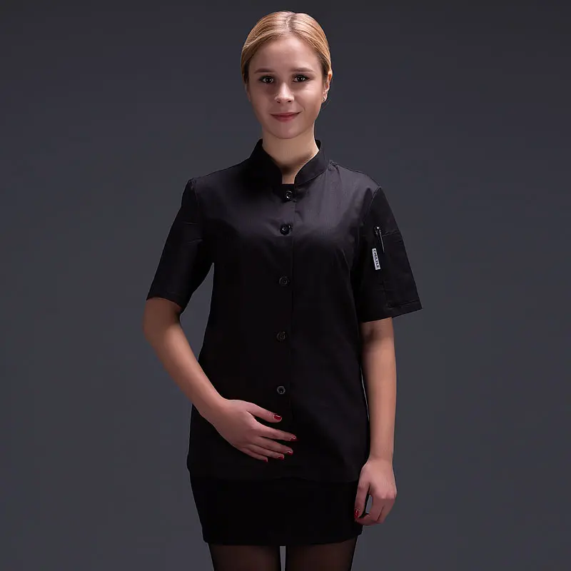 chef uniform for women summer restaurant cook workwear white shirt Hotel Red chef jaket Catering service chef clothes