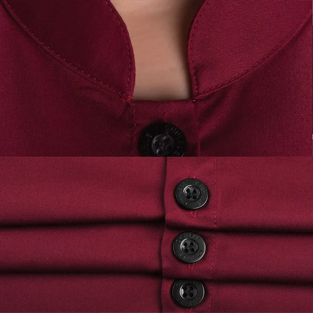chef uniform for women summer restaurant cook workwear white shirt Hotel Red chef jaket Catering service chef clothes