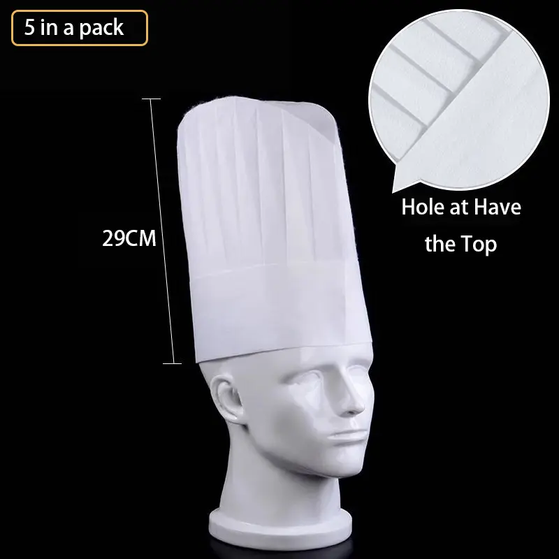 5/10 PCS Restaurant Kitchen Hat Sushi Shop Disposable Food Catering Cooking Cap Hotel Non-Woven Breathable Chef Caps for Unisex