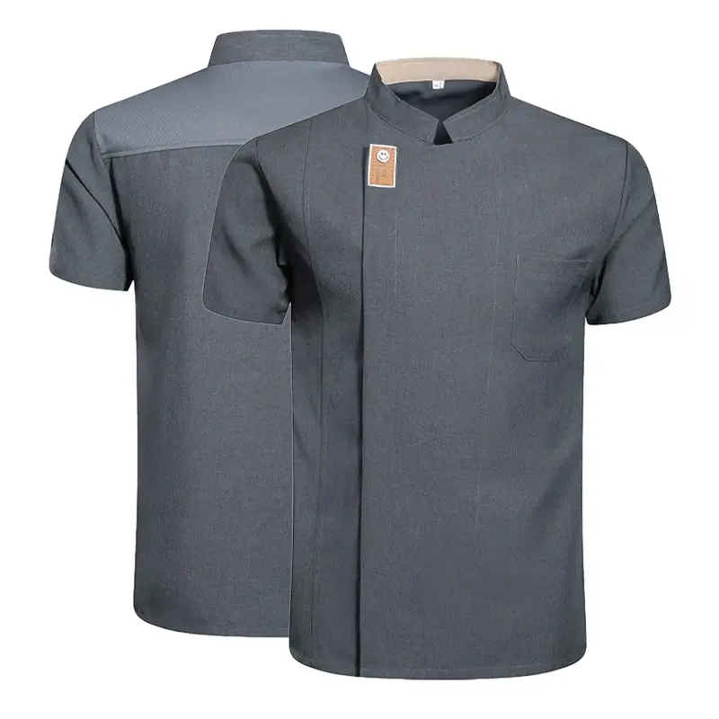 Unisex Coat Summer Chef Jacket Short Sleeve Uniform Solid Color Cook Shirt Food Service Kitchen Costume Bakery Overalls Tops